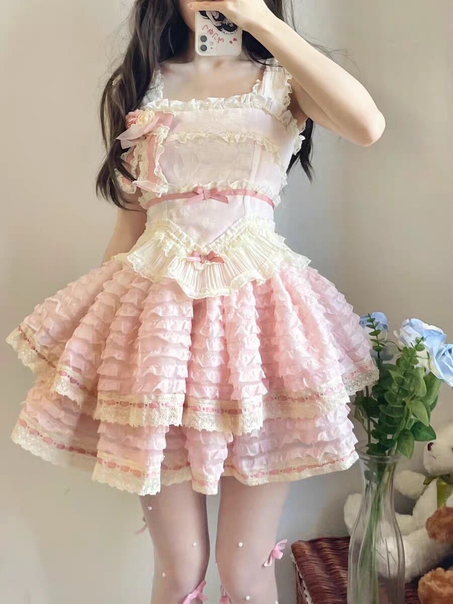 现货里雾诗之春落樱周年限定Lolita洋装doll感jsk吊带连衣裙
