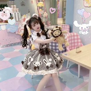 实体店全款现货 冶田团治熊古力小熊棕色可爱日常lolita背带裙