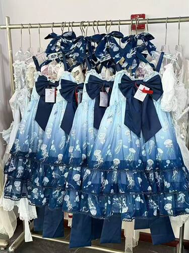 梦鲸屿实体店现货·小水母原创柄图Lolita兔耳工厂正品夏日快乐裙