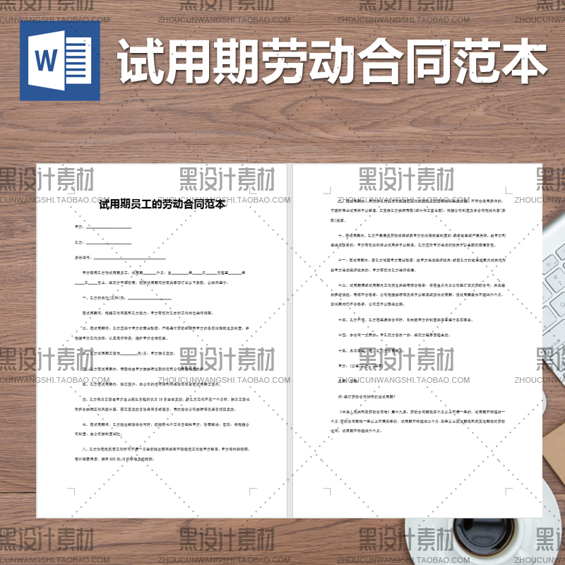 公司企业 试用期员工劳动合同协议范本范文 人事部门常用word文档