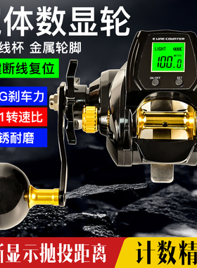 【防水】大屏数显水滴轮LED高清背光精准计数海钓桥钓船钓轮鱼轮