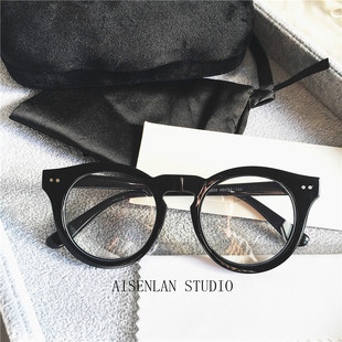 林星然戚薇同款眼镜框复古圆形素颜粗框网红黑框眼镜女ins近视男