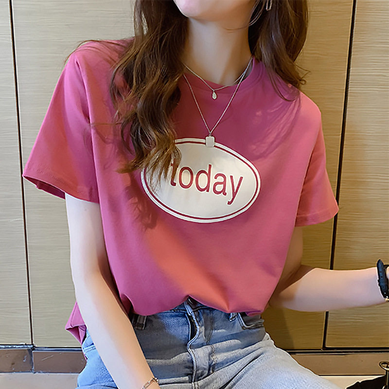 短袖恤女夏季韩版学生字母印花