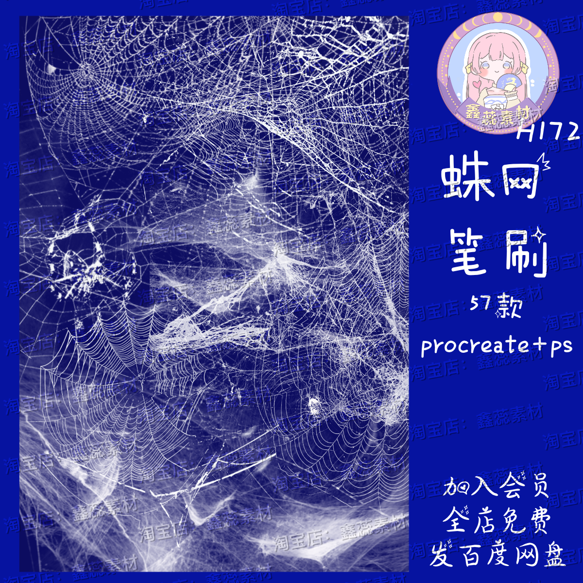 procreate笔刷ps笔刷蜘蛛网蛛丝灰尘风景绘画点缀笔刷