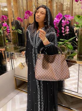 Chiffon Robe Long Dresss 钉珠刺绣花边烫钻雪纺连袖长袍连衣裙