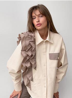 Ruffled Lapel shirt 法式设计感小众翻领荷叶边长袖百搭时尚衬衫