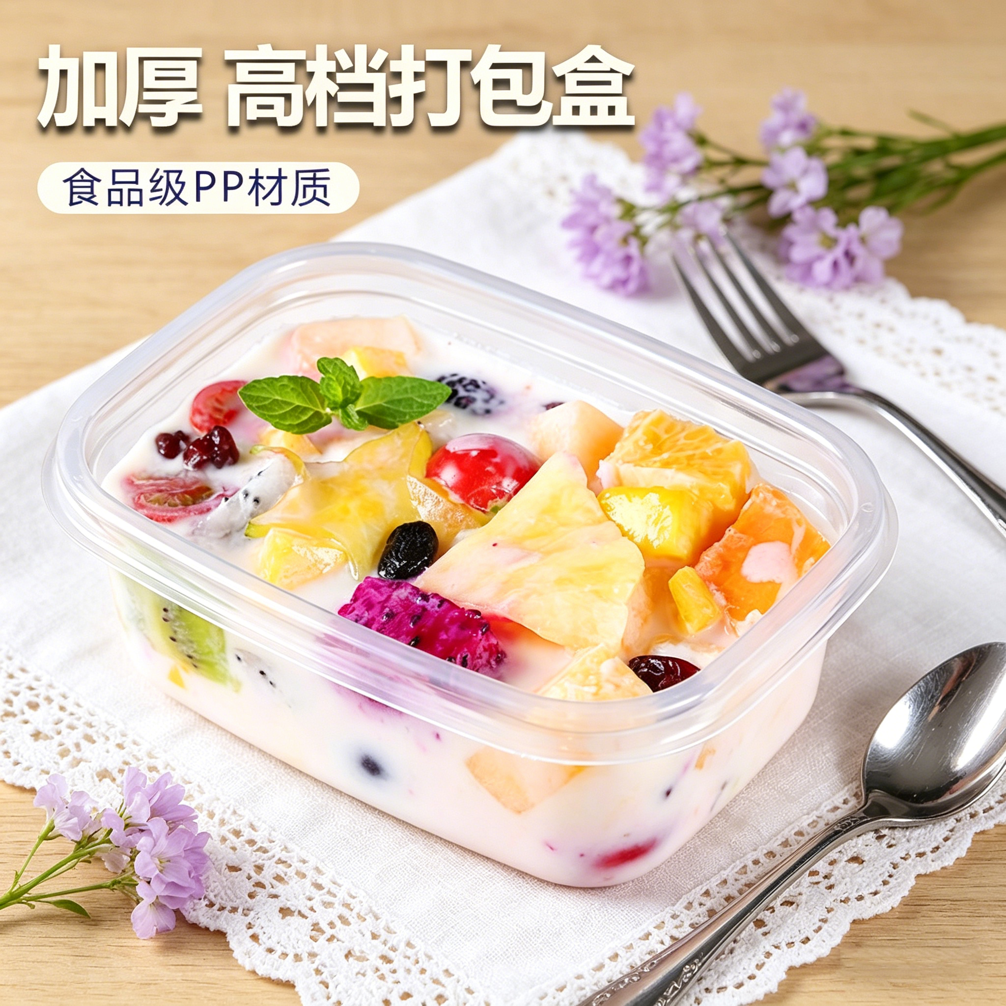 餐盒一次性饭盒水果捞打包盒子酸奶冰粉甜品保鲜盒网红商用食品级