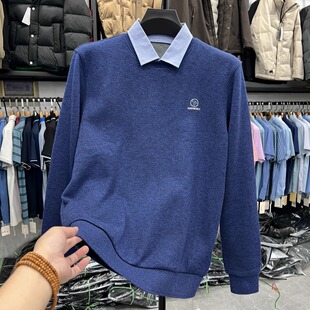 柜货剪标断码处理衬衫领加绒加厚假两件毛衣套头复合冬季保暖上衣
