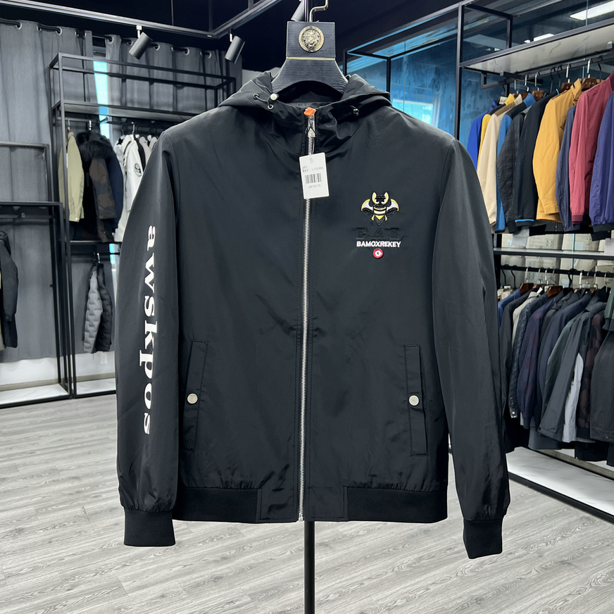 连帽夹克衫秋装时尚休闲韩版修身贴布刺绣印花工艺青年茄克外套男