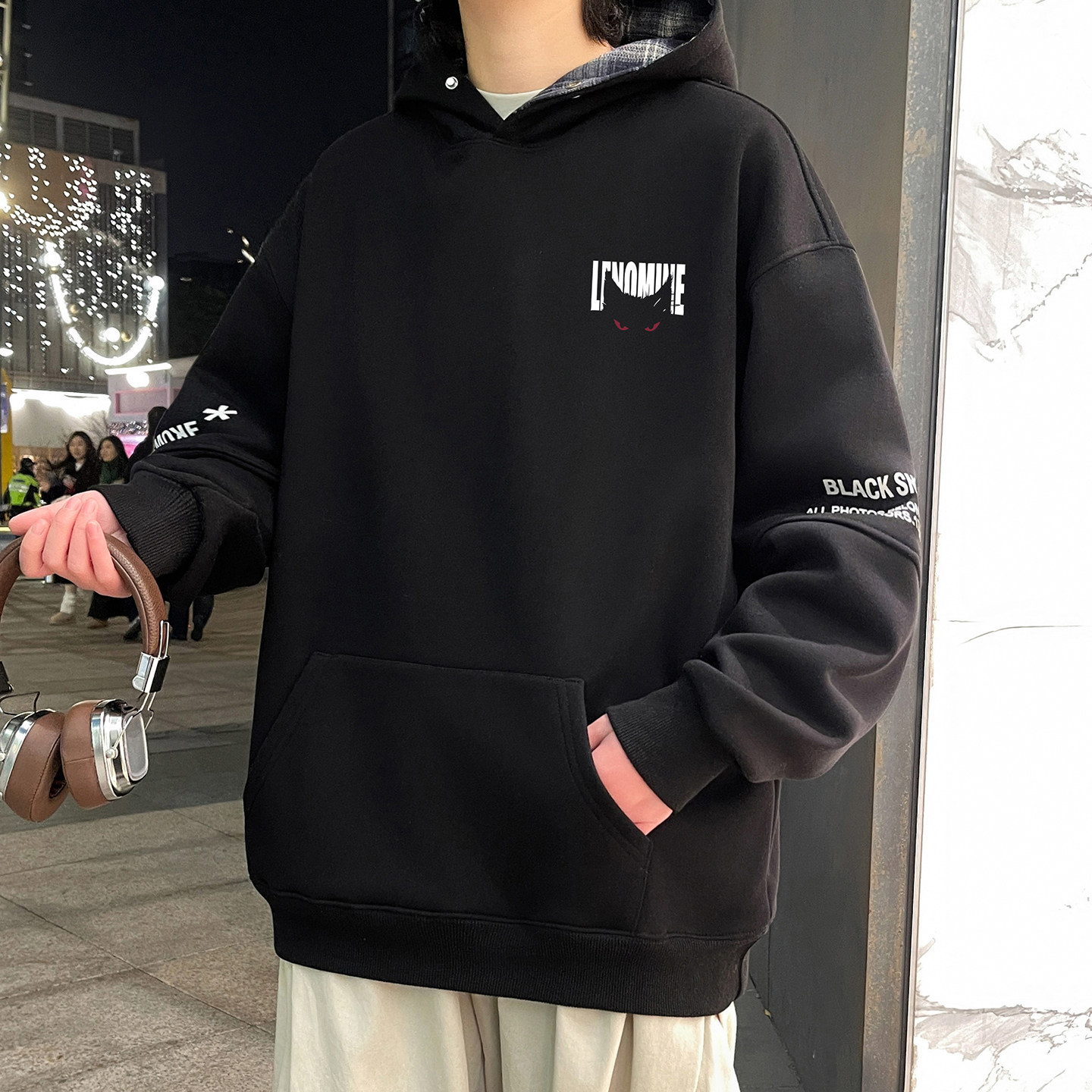 春季连帽卫衣男孩13初高中学生14连帽上衣15岁青少年大童长袖T恤