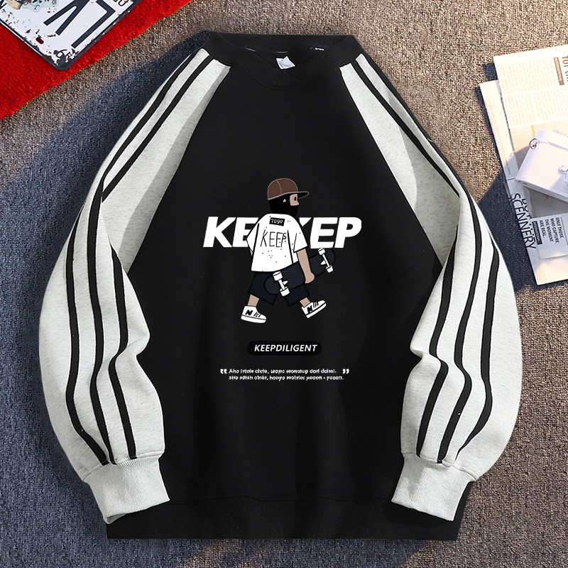 秋季潮牌纯棉长袖T恤16青少年男孩12宽松15初中学生14岁宽松卫衣