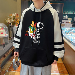 春秋季潮牌纯棉卫衣男孩13初中学生15岁帅气大童14青少年长袖T恤