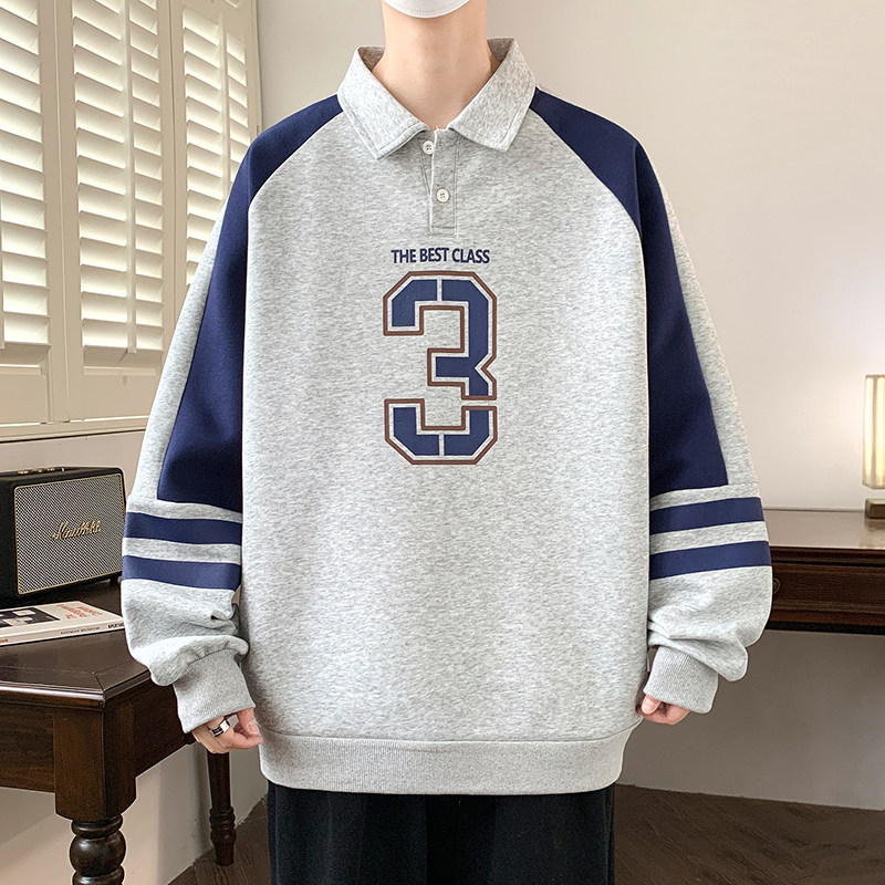 青少年春秋季翻领卫衣16岁男孩长袖T恤15初高中学生14大童POLO衫