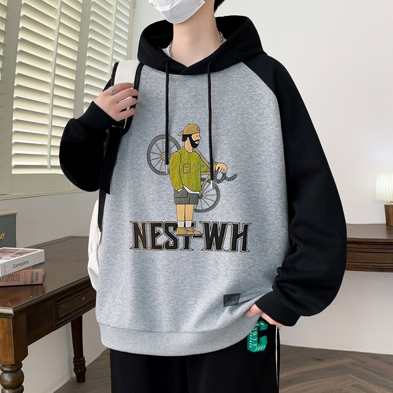 春季连帽卫衣12男孩14初中学生潮流帅气15岁青少年16大童长袖T恤