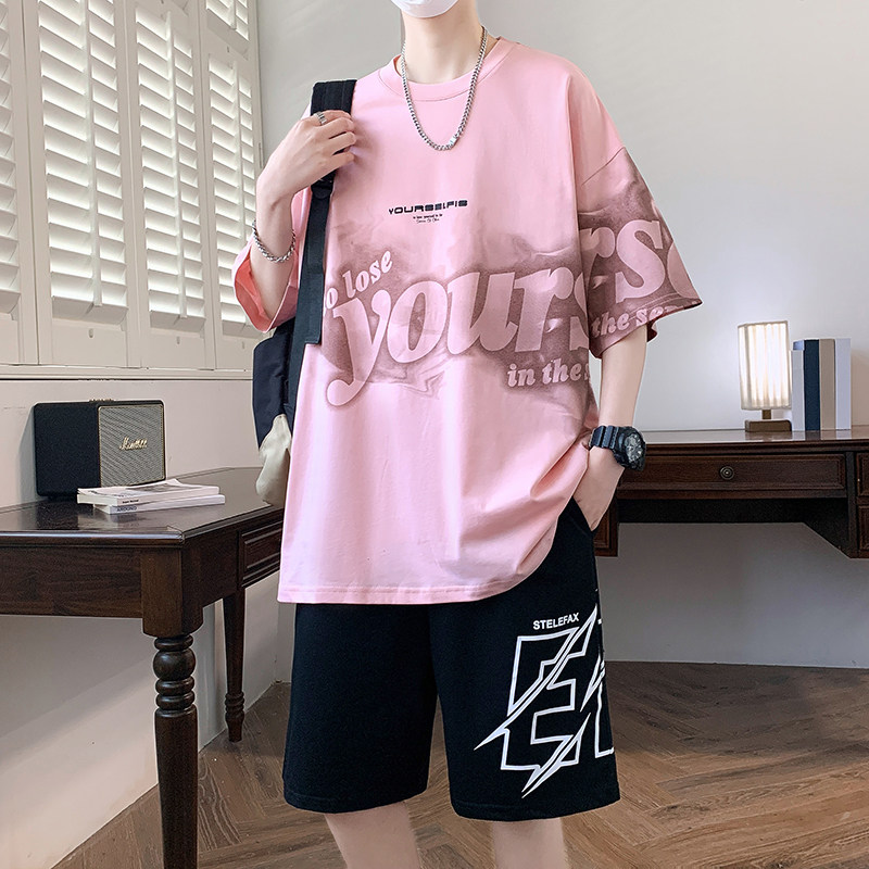 潮流宽松短袖t恤短袖套装男孩12-15岁初高中学生14大童13帅气夏装