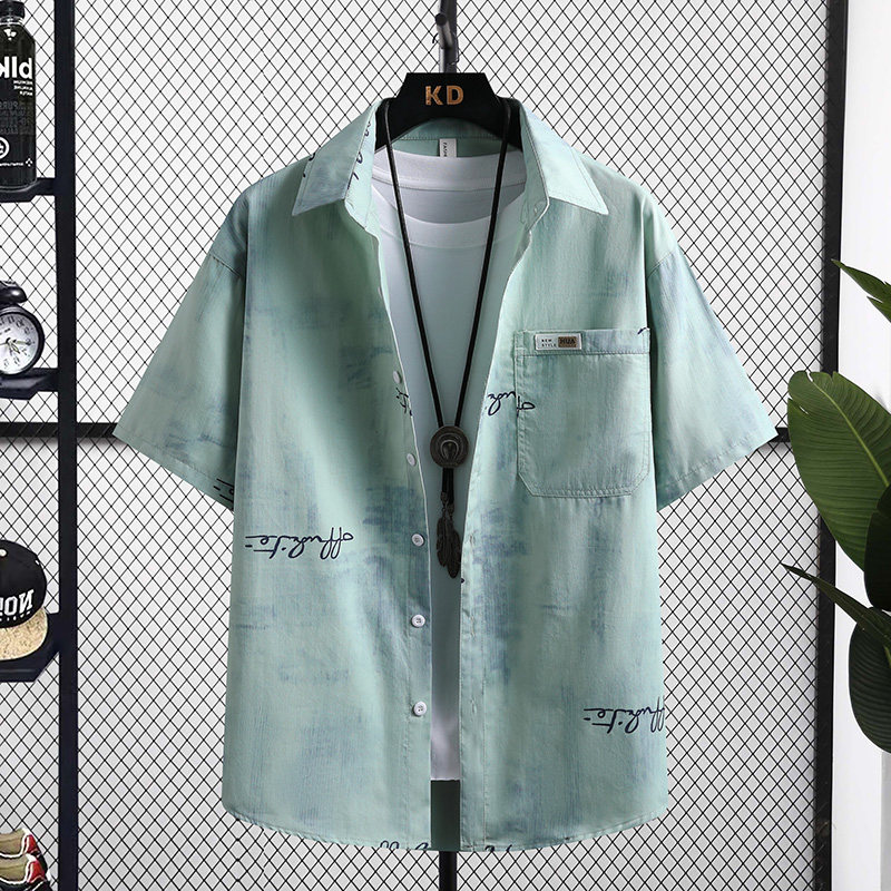 潮流纯棉短袖衬衫12男孩15岁初高中学生13帅气14青少年大童上衣服