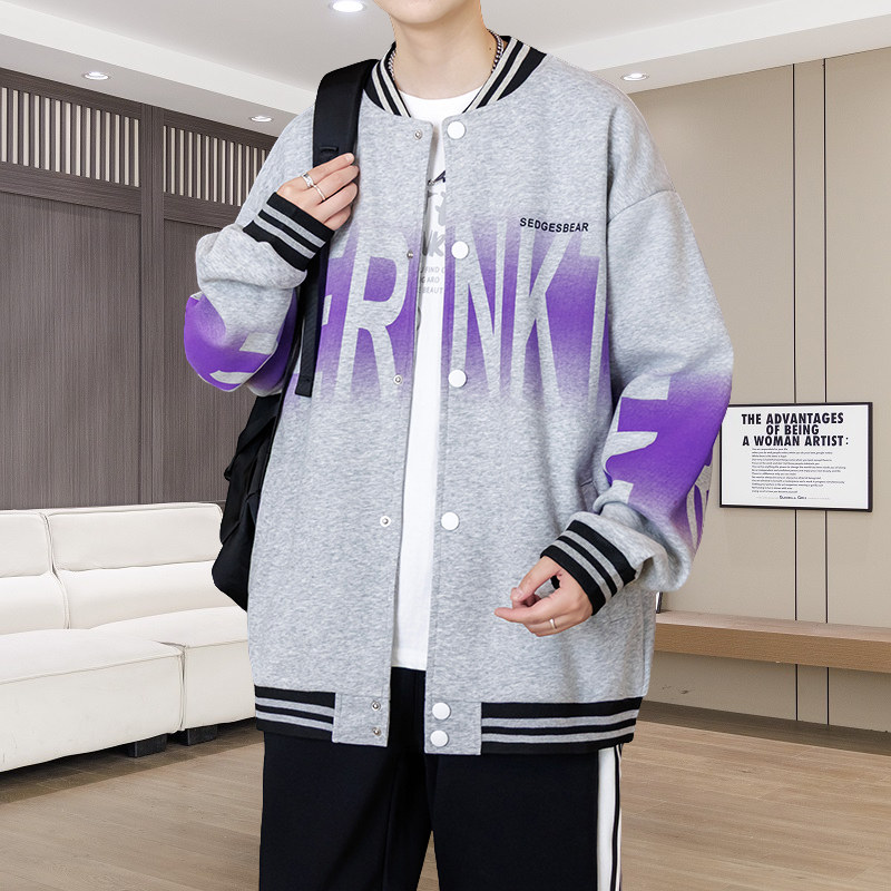 春秋季运动卫衣开衫男孩13中学生14潮流15岁青少年大童棒球服外套