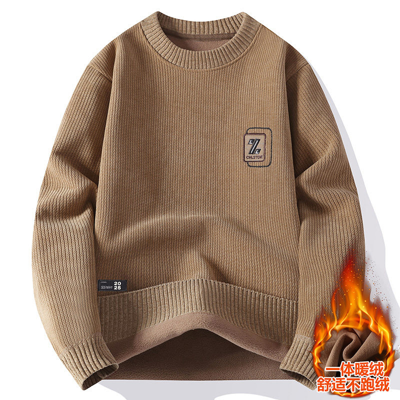 加绒加厚卫衣13岁男孩青少年学生14打底衫15大童16冬天奥粒绒上衣