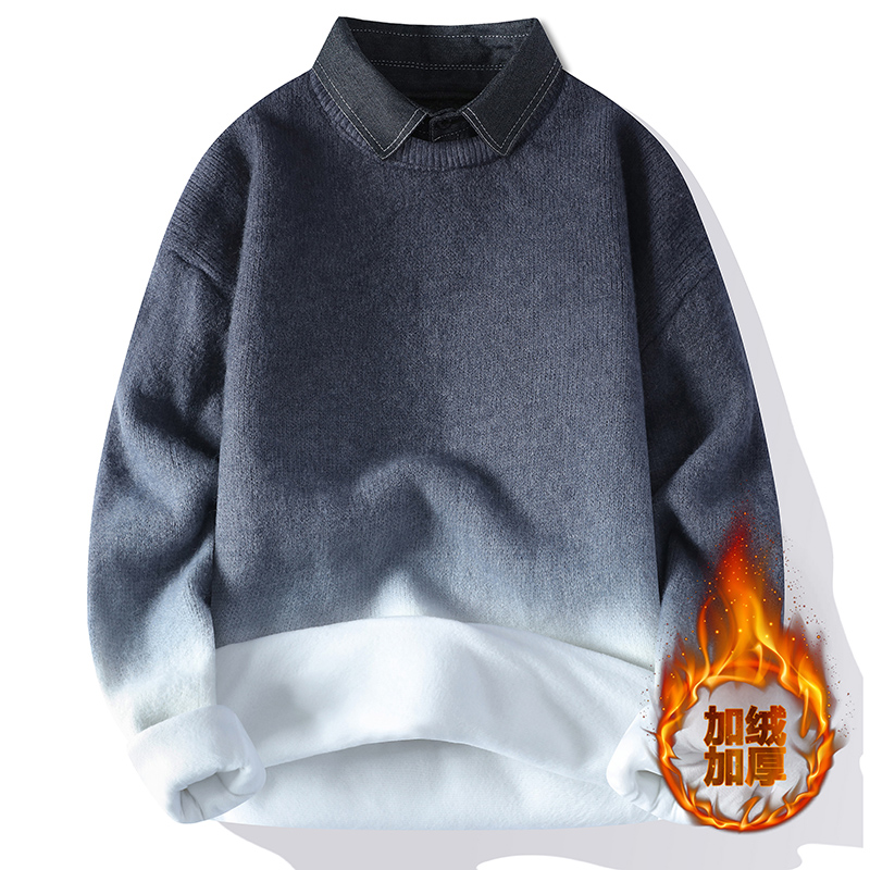 冬季加绒加厚毛衣大童针织打底衫