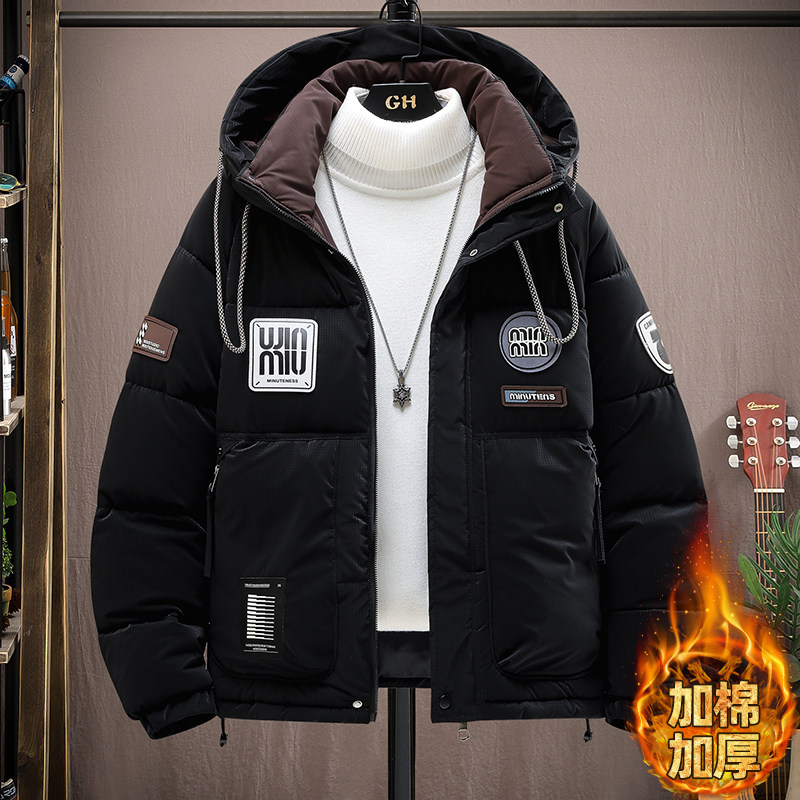 冬季潮流宽松羽绒棉服12男孩15岁青少年中学生13大童帅气棉衣外套