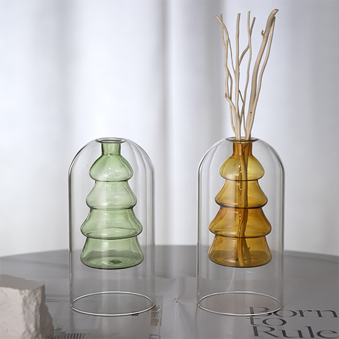 无火香薰瓶创意双层吹制彩色内圣诞树扩香瓶家居装饰水培花瓶,家居饰品,散香器,淘宝优惠券,粉丝福利购,淘宝优惠卷