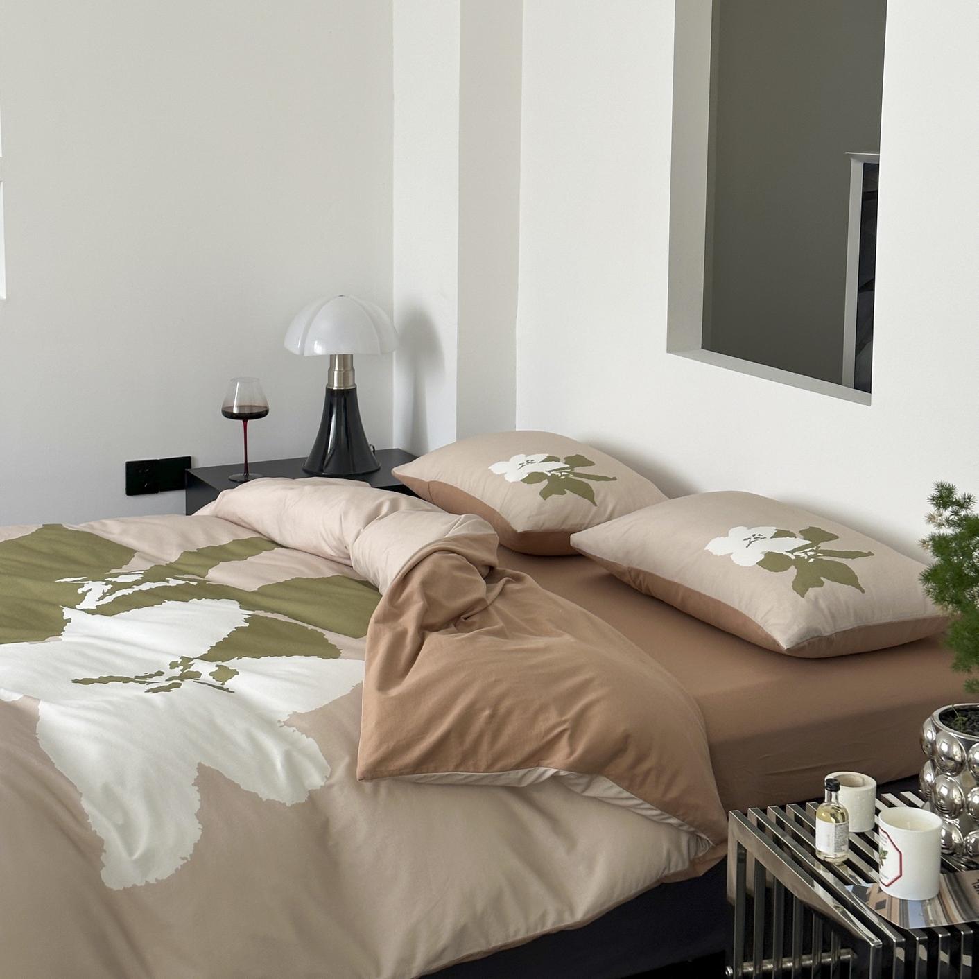 简约法式田园全棉针织棉四件套床笠式清新纯棉天竺棉床上被套床单