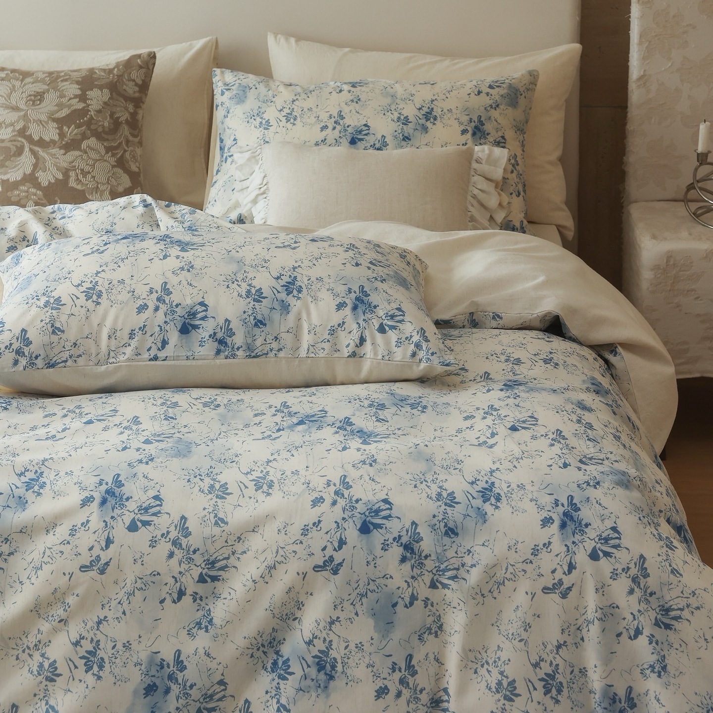 月光微尘 简约四季柔软棉麻床单被套四件套中古风床单式床上用品