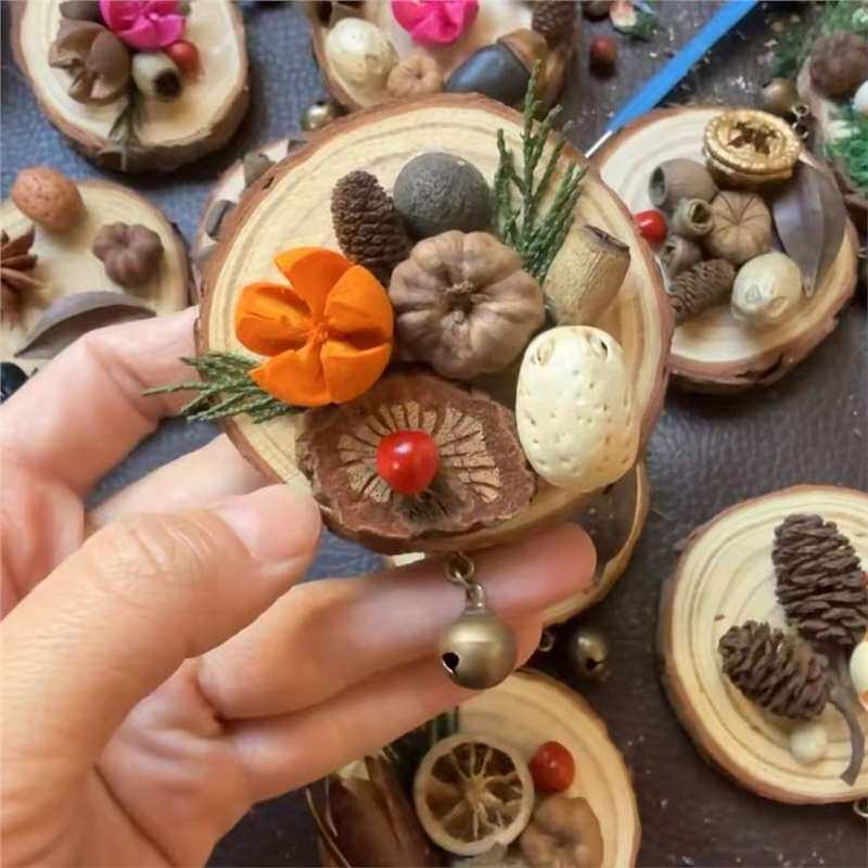 复古新年天然干果冰箱贴大理苍山创意干果实冰箱磁力贴森系小众