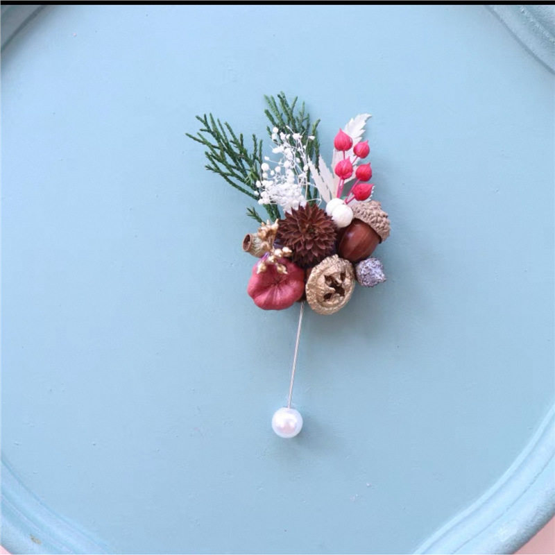 三八女神节原创植物果实干花胸针发夹diy材料包沙龙幼儿园母亲