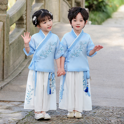 汉服男童夏季儿童国学服女童古装六一国风演出服幼儿宝宝唐装帅气