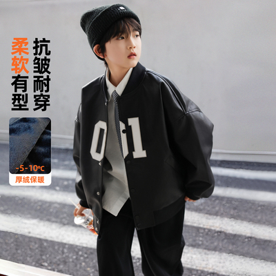 酷帅炸街防水防污男童皮衣外套