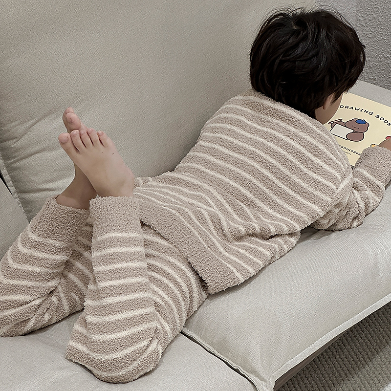 童装男童珊瑚绒睡衣套装冬款