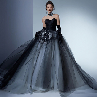 抹胸情侣森系外景网纱黑色轻纱