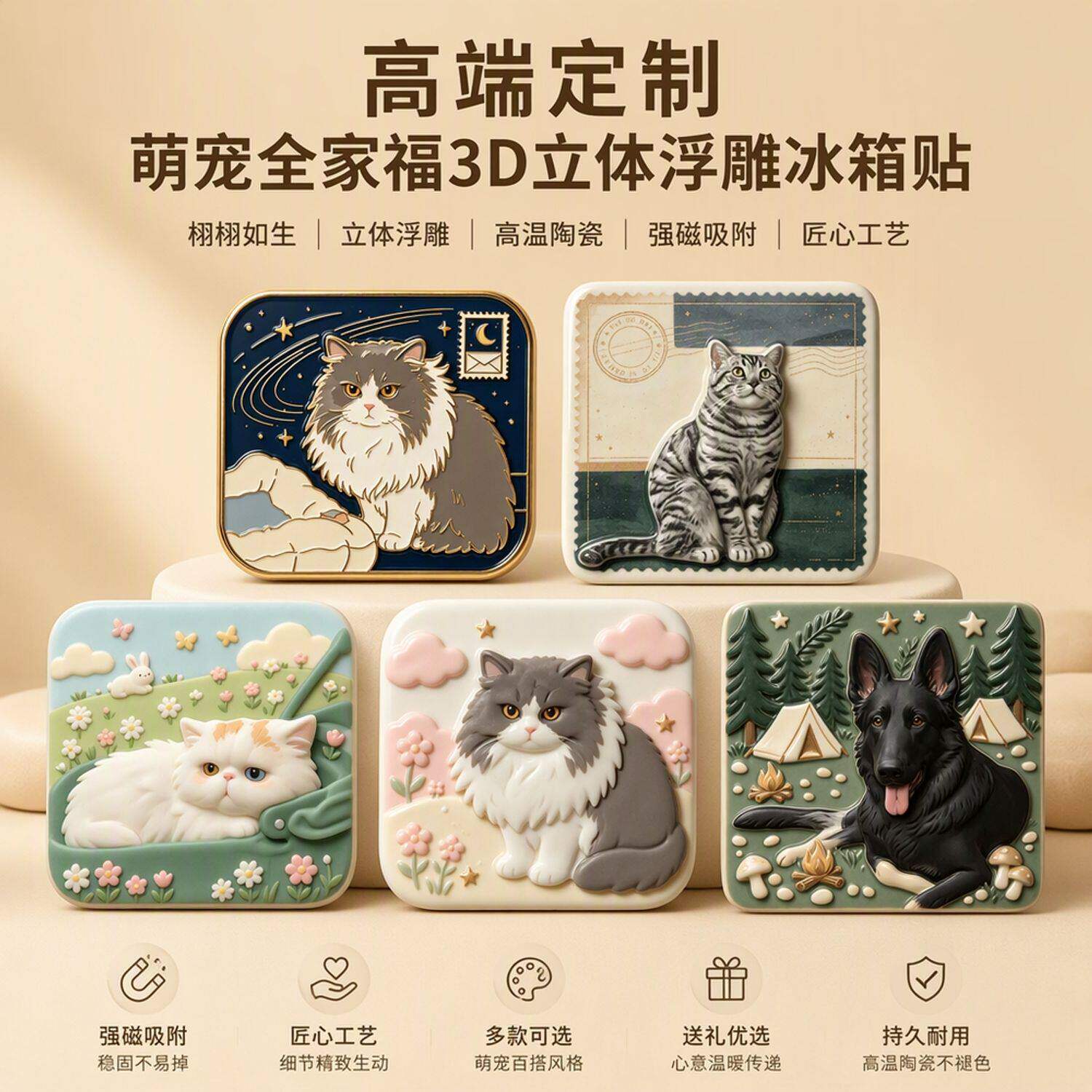 生日聚会送礼优选宠物照片磁吸贴