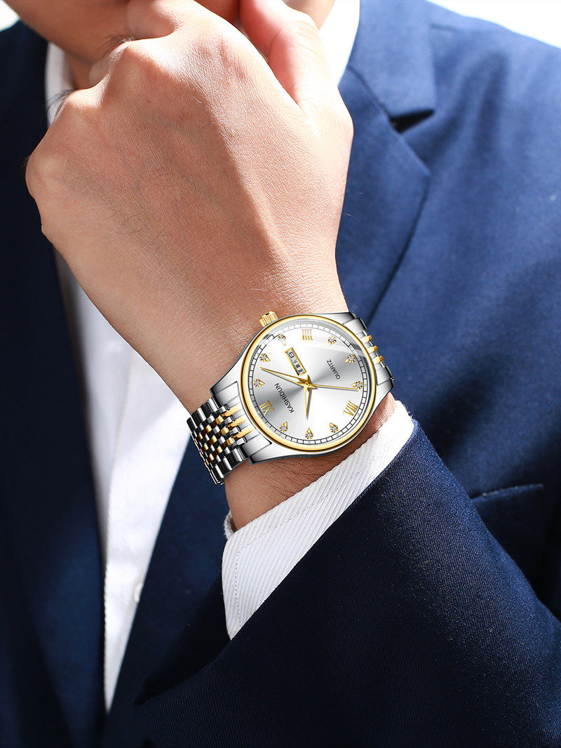 卡诗顿手表男女石英表商务时尚防水夜光钢带男士学生情侣手表一对