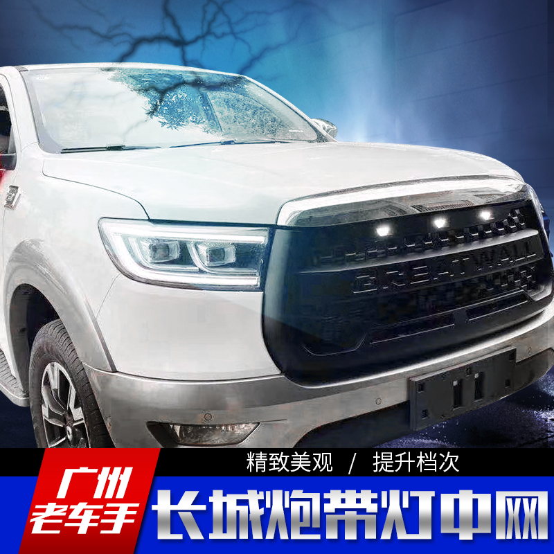 长城炮新款中网 长城炮改装前脸面罩 防虫网 带灯中网用品配件