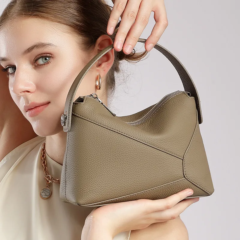 头层牛皮高端天花板25新款几何包mini真皮枕头包单肩斜挎手提女包