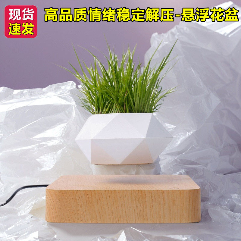 办公室情绪稳定治愈解压神器工作创意小摆件磁悬浮小盆栽花盆绿植