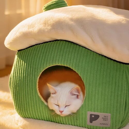 奶乎乎苹果绿猫窝封闭式保暖猫屋