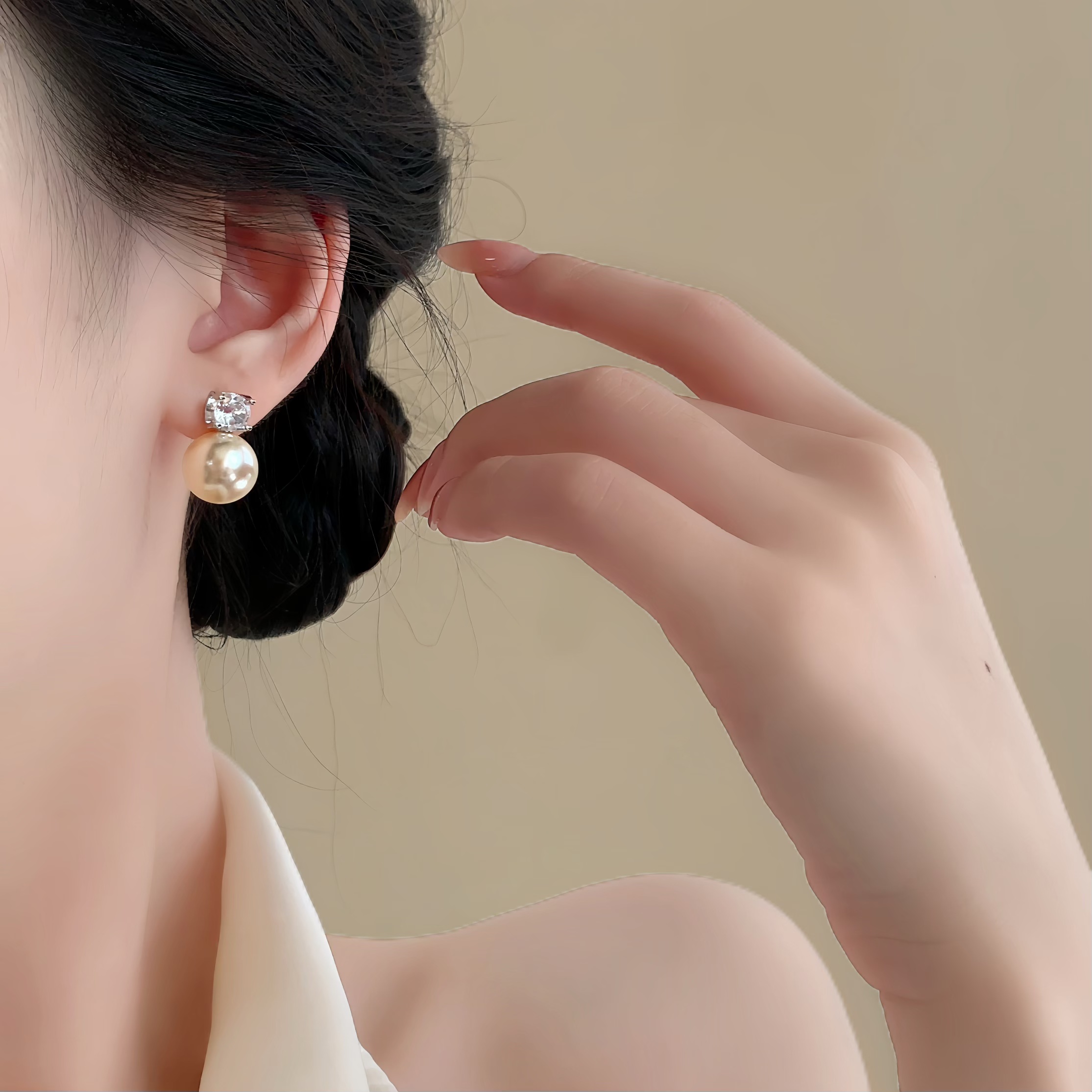 「戴妃合集」简约施家珍珠耳环蚊香盘耳夹女无耳洞耳钉耳饰高级感