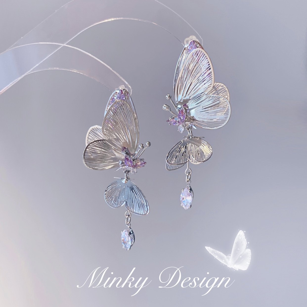 「水晶蝶影」仙气蝴蝶气质耳饰蚊香盘耳夹无耳洞耳钉女高级感耳坠,饰品/流行首饰/时尚饰品新,耳夹,淘宝优惠券,粉丝福利购,淘宝优惠卷