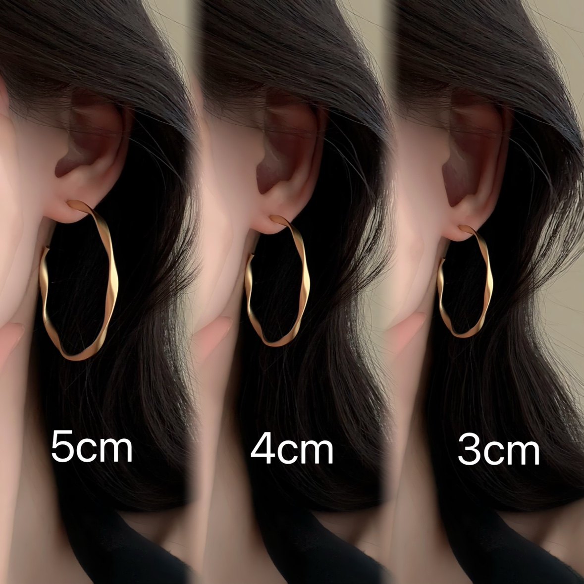 「曲线回廊」不规则哑金色大圈耳夹蚊香盘耳夹无耳洞耳钉耳环耳圈