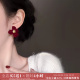 「微醺玫瑰」红色花朵蚊香盘耳夹无耳洞女耳饰圆脸过年耳环耳钉冬