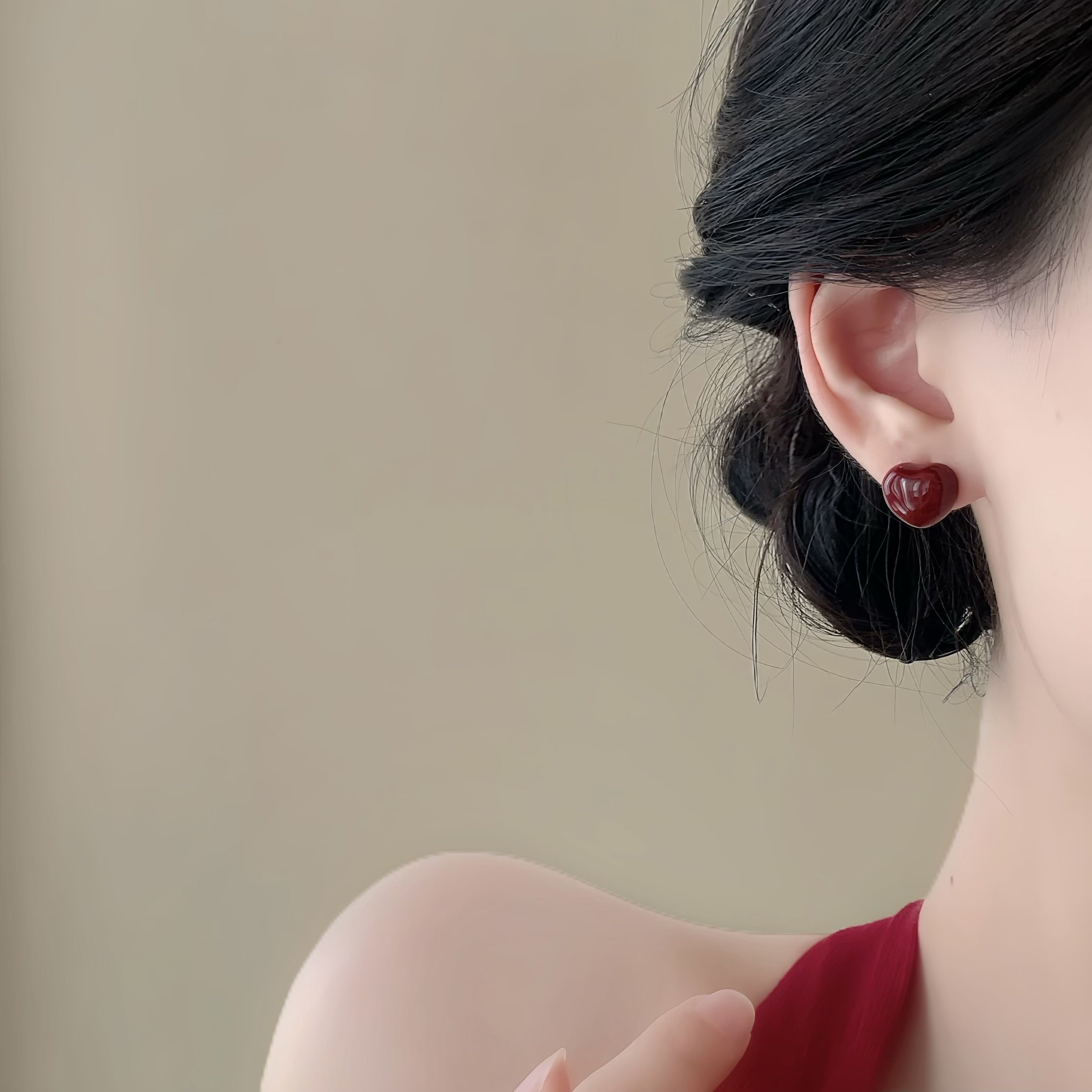 「一骑红尘」酒红色爱心时尚耳钉蚊香盘耳夹女无耳洞复古耳环耳饰,饰品/流行首饰/时尚饰品新,耳夹,淘宝优惠券,粉丝福利购,淘宝优惠卷