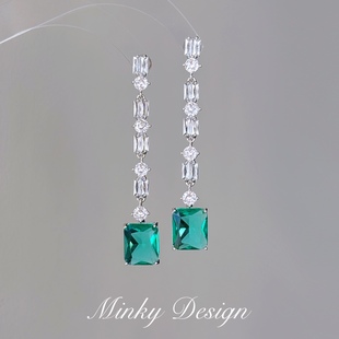 「绿方糖」超级貌美！绿色长款耳钉蚊香盘耳夹无耳洞女耳环耳饰