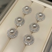 「珍珠太阳」法式 施家珍珠耳环蚊香盘耳夹无耳洞气质高端精致耳饰