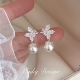 「白茶时光」甜美花朵施家珍珠耳饰蚊香盘耳夹无耳洞耳环轻奢耳钉