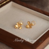 「金桂飘香」独特金色硅胶花朵耳夹女耳环高级精致小众耳饰耳钉银