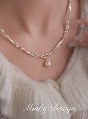 「错落告白」双层珍珠项链气质百搭锁骨链简约精致颈链小众设计感