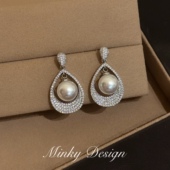 「云汀」巨好看耳坠水滴形耳饰蚊香盘耳夹无耳洞珍珠耳钉精致耳环